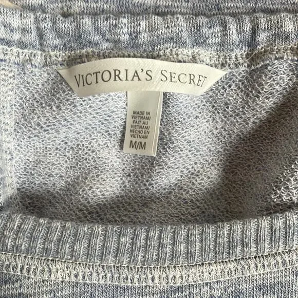 Victoria’s Secret Blue Jersey Romper Shorts Athleisure Space Dye Drawstring - Picture 4 of 7